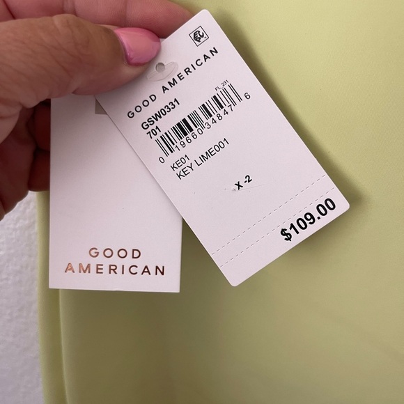 NWT Good American Stretch-Jersey Mini Dress Sz 2/Medium Key Lime wk1 - Picture 6 of 7
